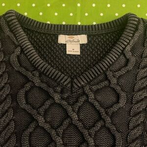 BOB TIMBERLAKE All Cotton Charcoal Cable Knit Sweater